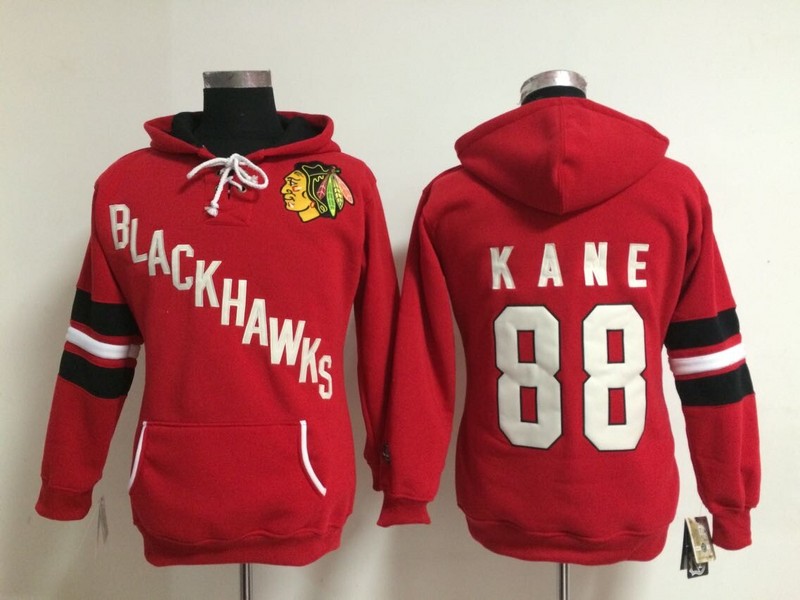 Blackhawks 88 Kane Red Women All Stitched Hooded Sweatshirt - Click Image to Close