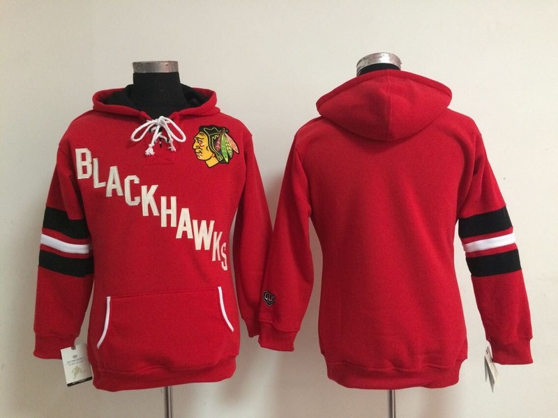 Blackhawks Red Women All Stitched Hooded Sweatshirt - Click Image to Close