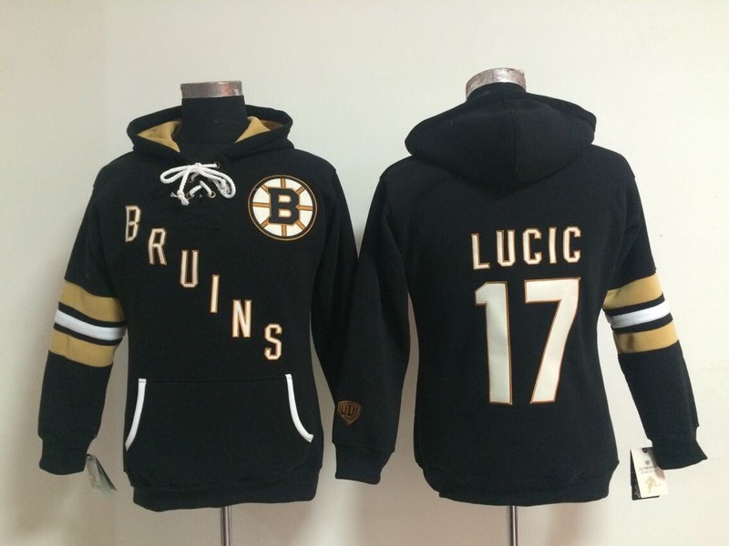 Bruins 17 Lucic Black Women All Stitched Hooded Sweatshirt