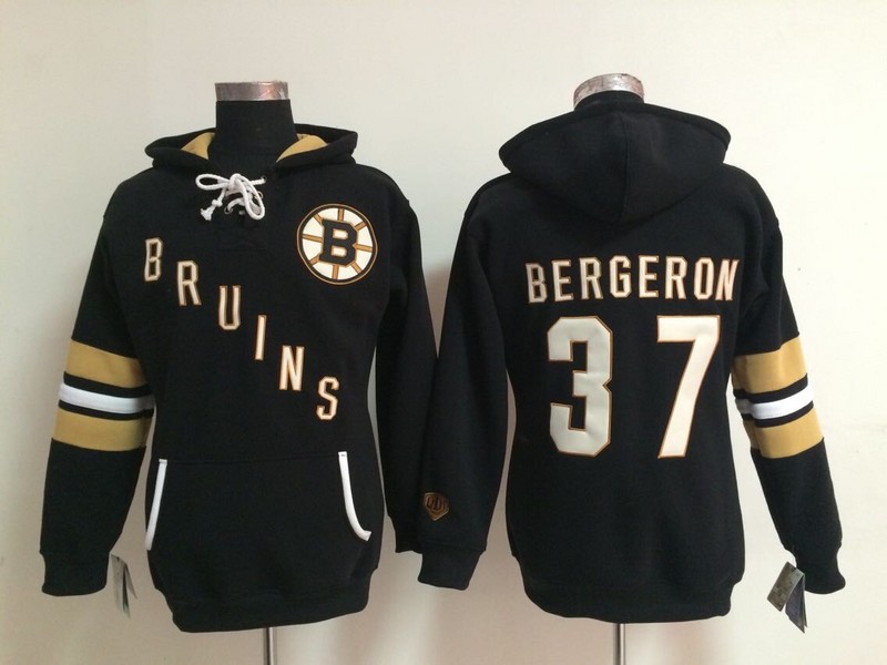 Bruins 37 Bergeron Black Women All Stitched Hooded Sweatshirt