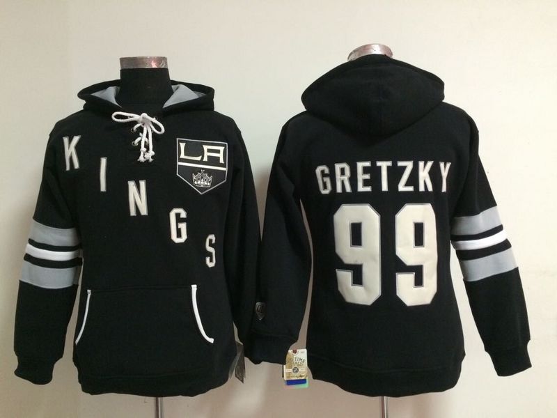 Kings 99 Gretzky Black Women All Stitched Hooded Sweatshirt