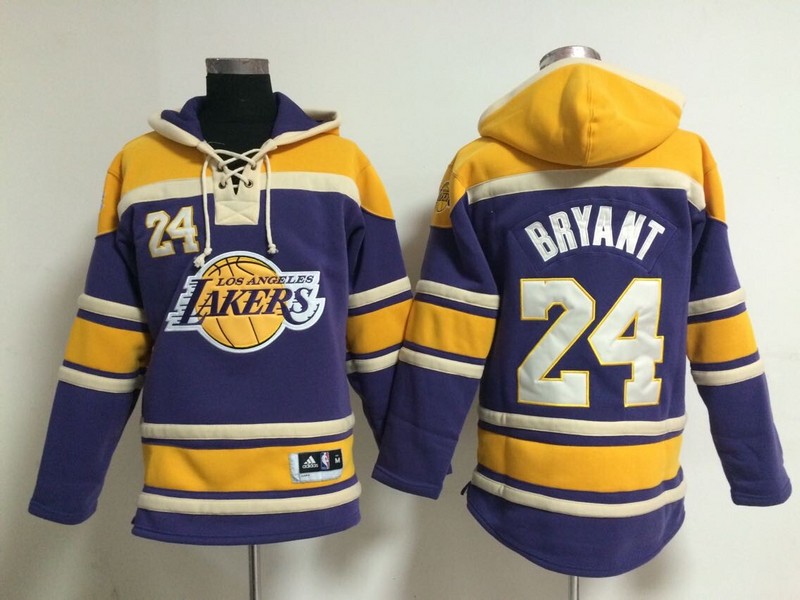 Lakers 24 Kobe Bryant Purple All Stitched Hooded Sweatshirt