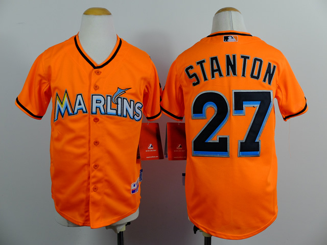 Marlins 27 Stanton Orange Youth Jersey