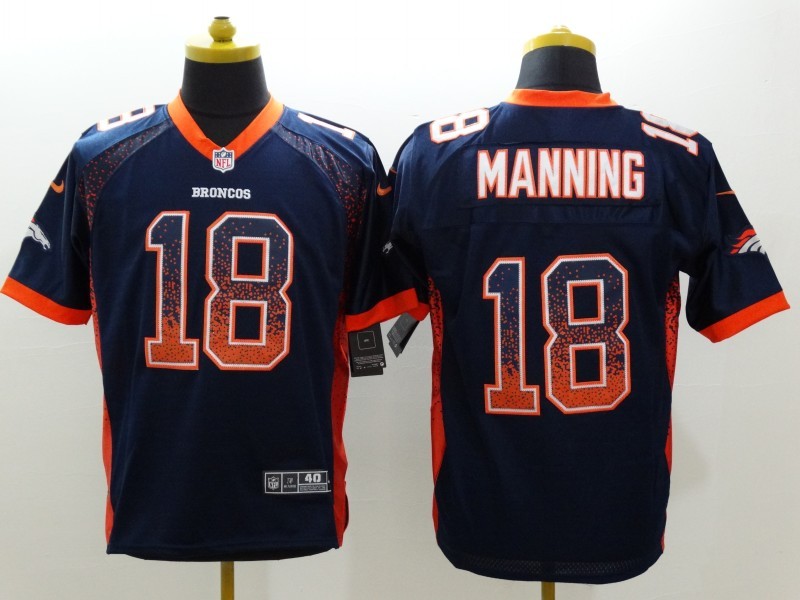 Nike Broncos 18 Manning Blue Drift Fashion Elite Jerseys