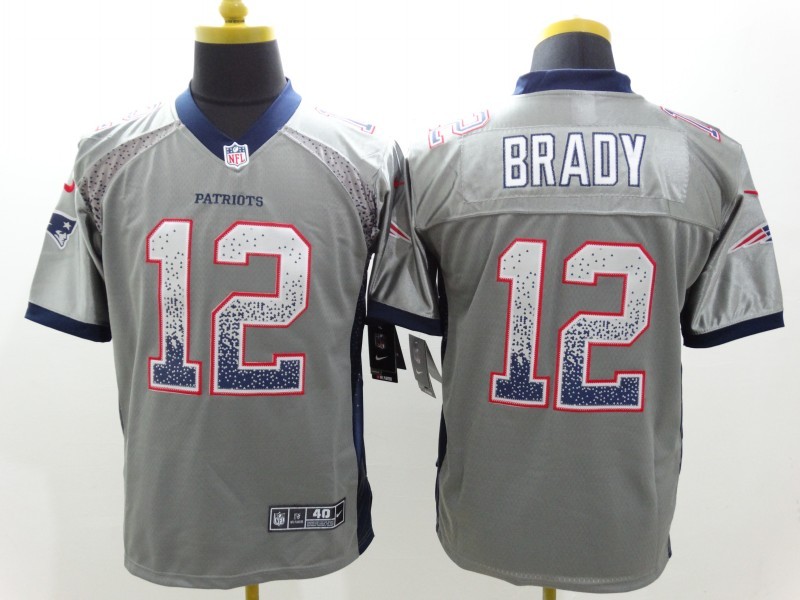 Nike Patriots 12 Brady Grey Drift Fashion Elite Jerseys