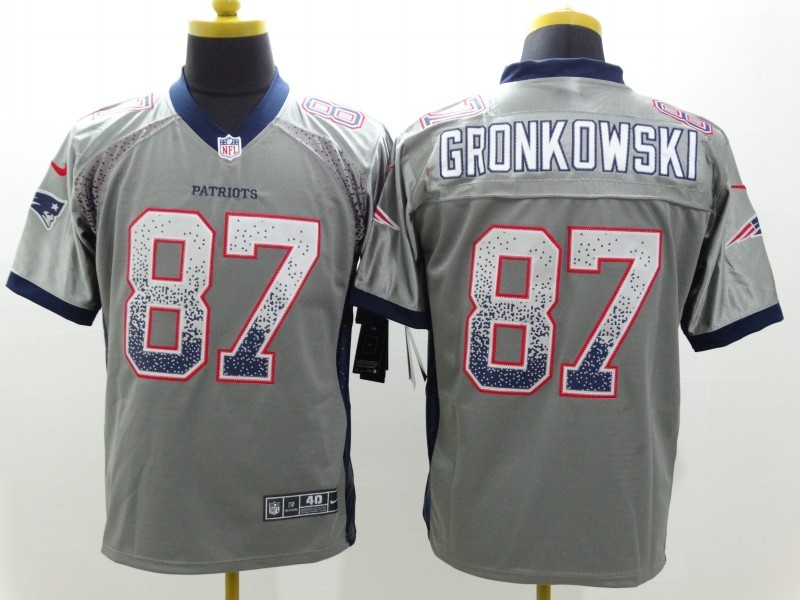Nike Patriots 87 Gronkowski Grey Drift Fashion Elite Jerseys