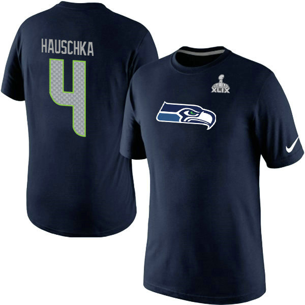 Nike Seahawks 4 Hauschka Blue 2015 Super Bowl XLIX T Shirts