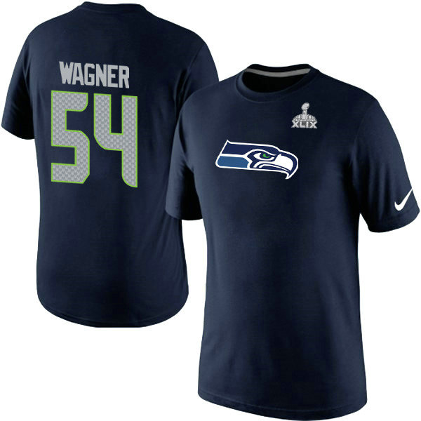 Nike Seahawks 54 Wagner Blue 2015 Super Bowl XLIX T Shirts2