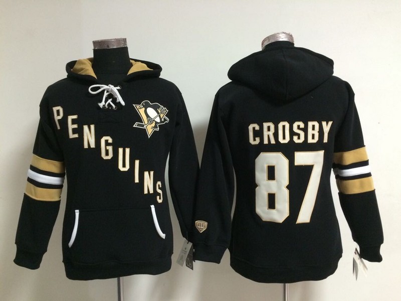 Penguins 87 Crosby Black Women All Stitched Hooded Sweatshirt