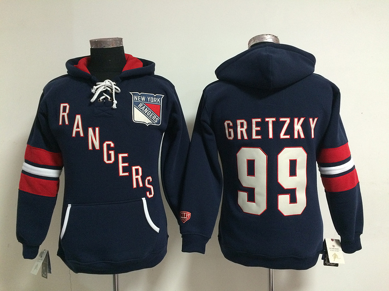 Rangers 99 Gretzky Blue Women All Stitched Hooded Sweatshirt