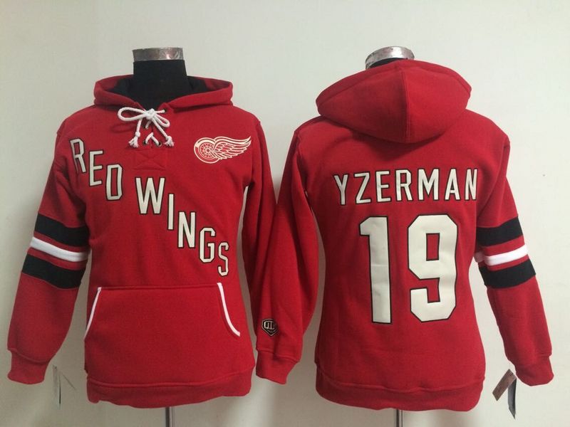 Red Wings 19 Yzerman Red Women All Stitched Hooded Sweatshirt
