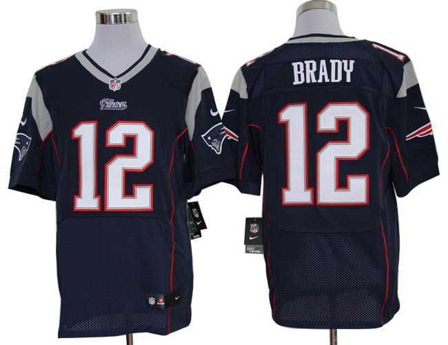 Nike Patriots 12 Brady Blue Elite Big Size Jersey