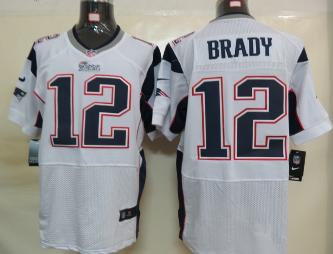 Nike Patriots 12 Brady white elite Big Size Jersey