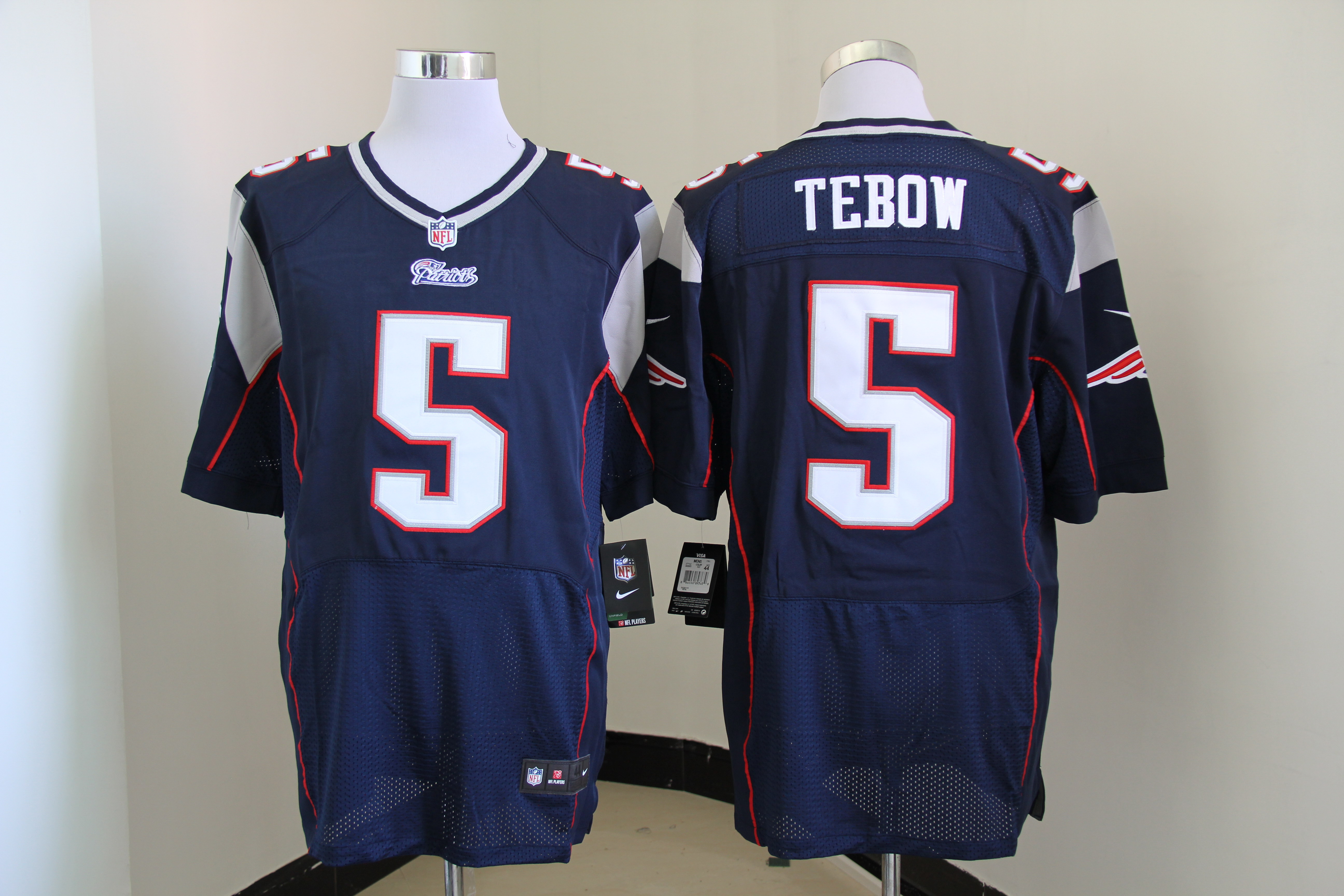 Nike Patriots 5 Tebow Blue Elite Big Size Jersey