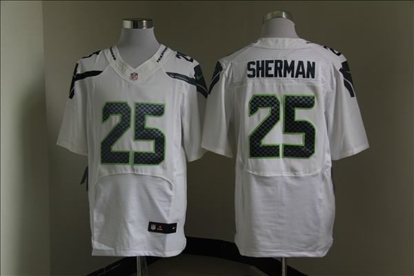 Nike Seahawks 25 Sherman White Elite Big Size Jersey