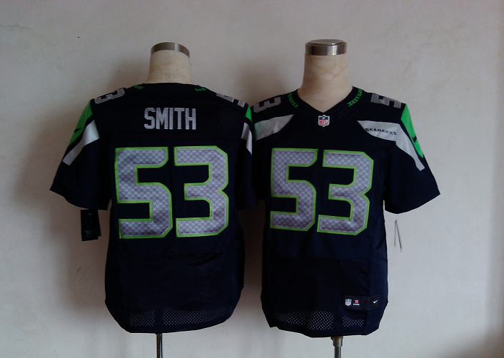Nike Seahawks 53 Smith Blue Elite Big Size Jersey