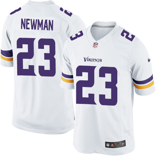 Nike Vikings 23 Terence Newman White Youth Game Jersey