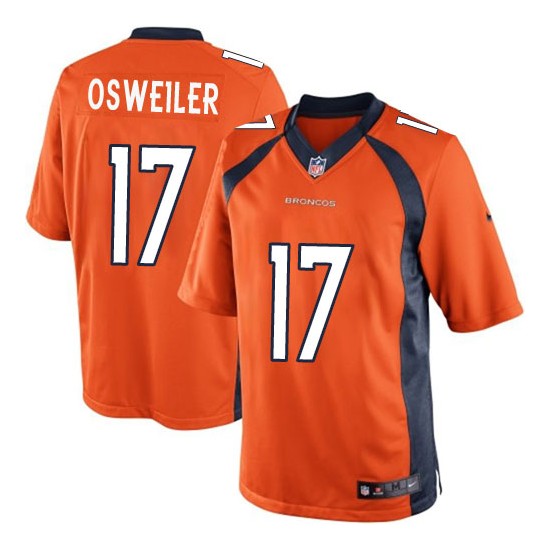 Nike Broncos 17 Brock Osweiler Orange Youth Game Jersey