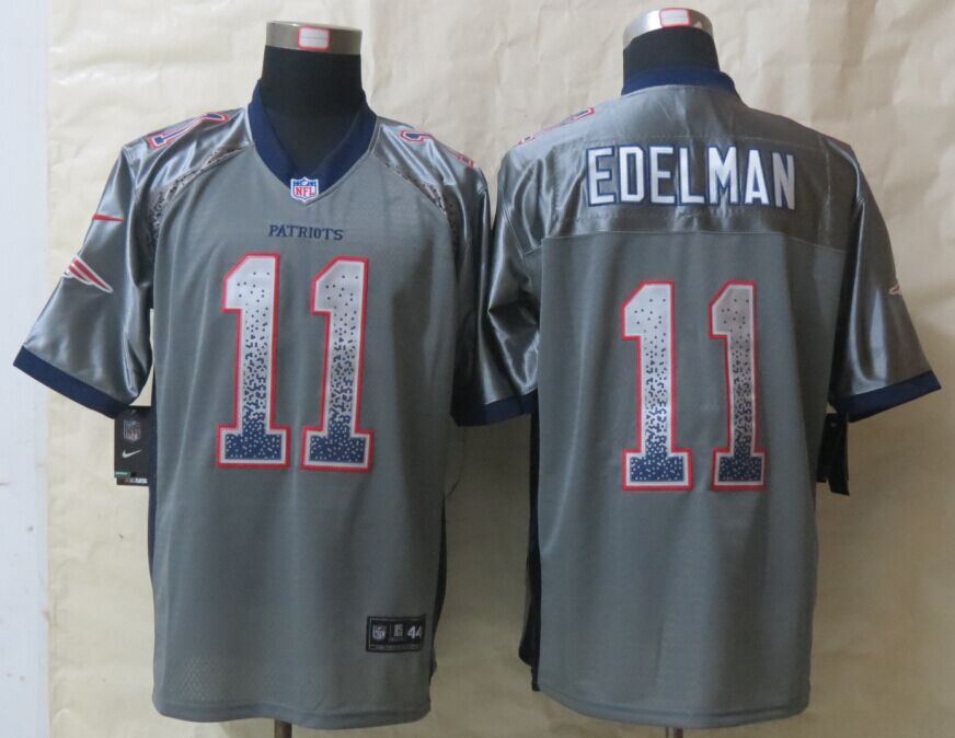 Nike Patriots 11 Edelman Grey Drift Fashion Elite Jerseys