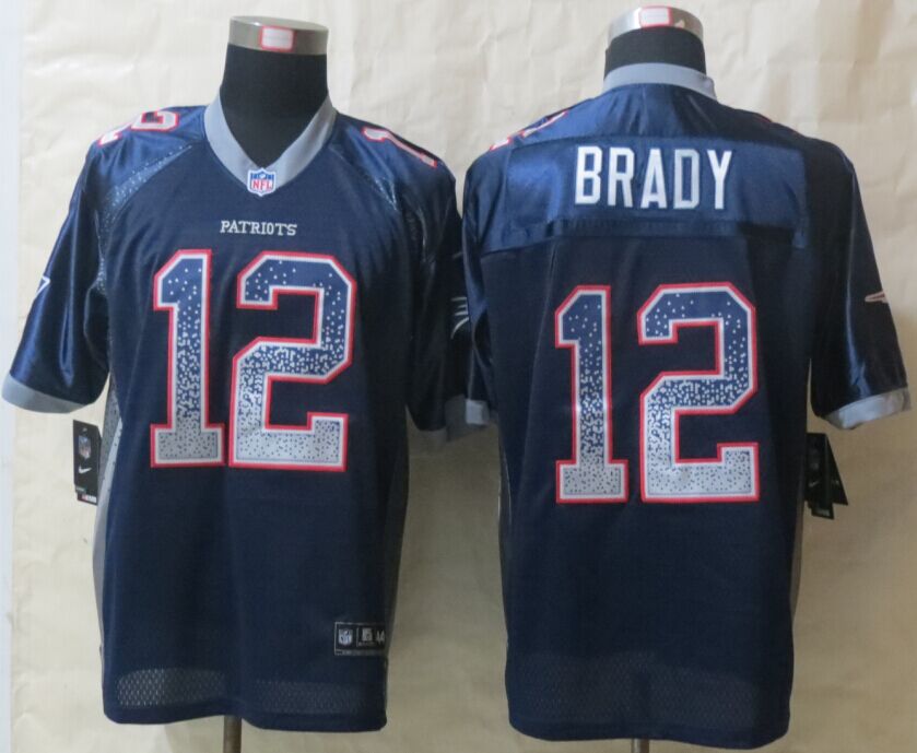 Nike Patriots 12 Brady Blue Drift Fashion Elite Jerseys