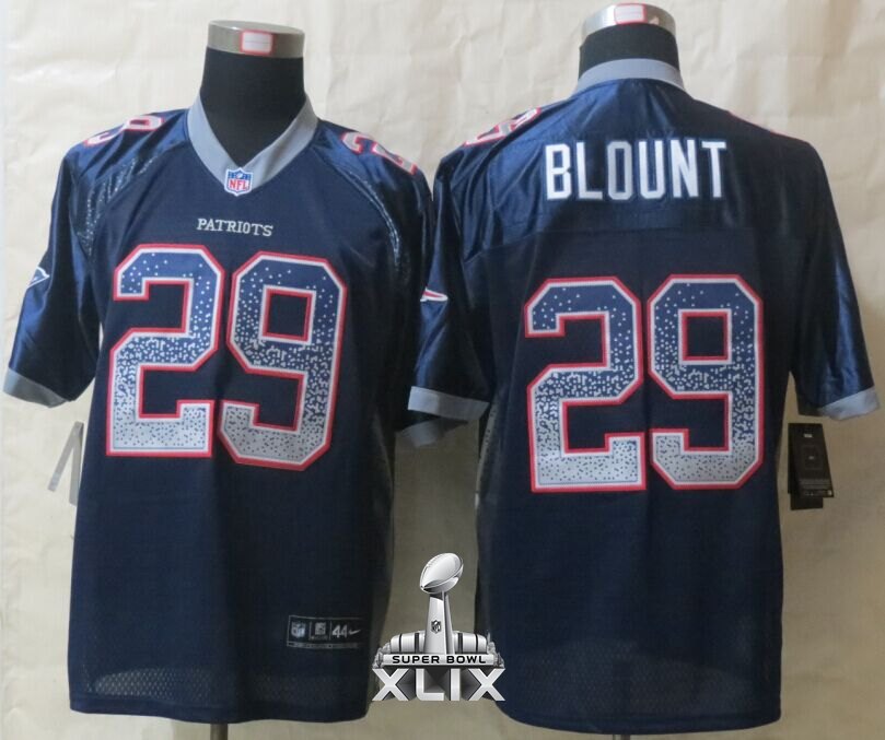Nike Patriots 29 Blount Blue Drift Fashion Elite 2015 Super Bowl XLIX Jerseys