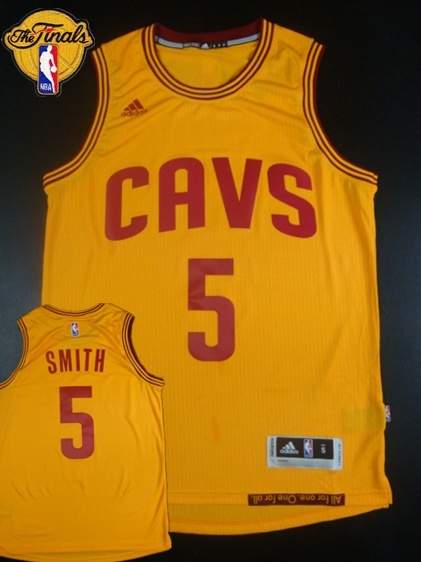Cavaliers 5 J.R.Smith Yellow 2015 NBA Finals New Rev 30 Jersey - Click Image to Close