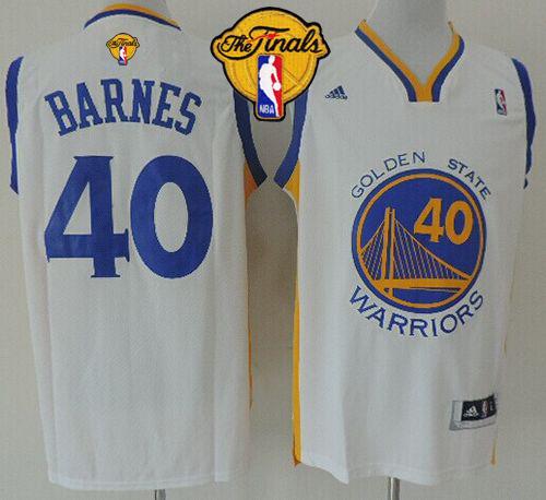 Warriors 40 Barnes White 2015 NBA Finals New Rev 30 Jersey