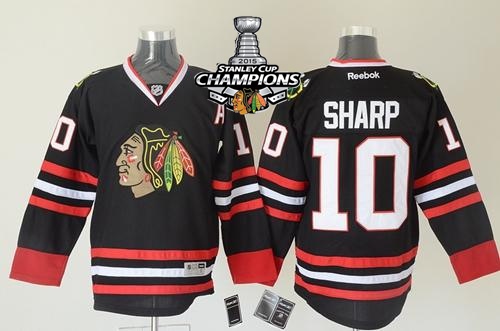 Blackhawks 10 Sharp Black 2015 Stanley Cup Champions Jersey