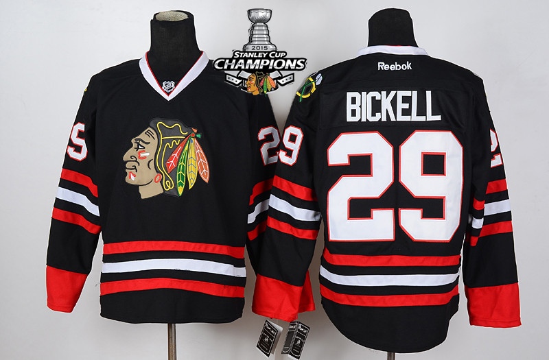 Blackhawks 29 Bickell Black 2015 Stanley Cup Champions Jersey