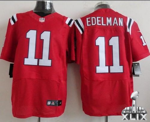 Nike Patriots 11 Edelman Red Elite 2015 Super Bowl XLIX Jerseys