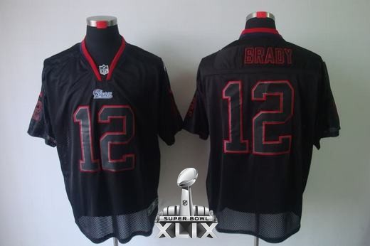 Nike Patriots 12 Brady Lights Out Black Elite 2015 Super Bowl XLIX Jerseys