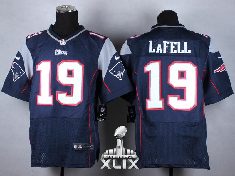 Nike Patriots 19 LaFell Blue Elite 2015 Super Bowl XLIX Jerseys