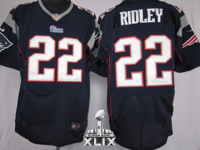 Nike Patriots 22 Ridley Blue Elite 2015 Super Bowl XLIX Jerseys