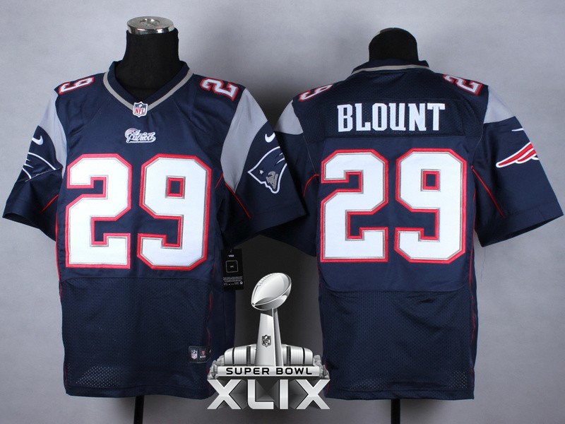 Nike Patriots 29 Blount Blue Elite 2015 Super Bowl XLIX Jerseys