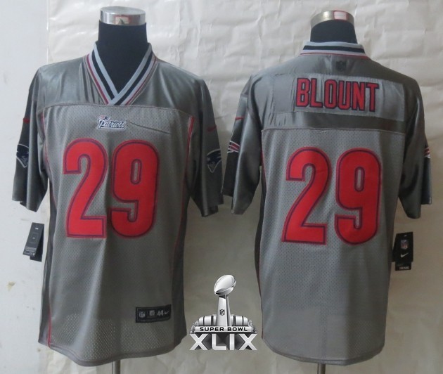 Nike Patriots 29 Blount Grey Vapor Elite 2015 Super Bowl XLIX Jerseys