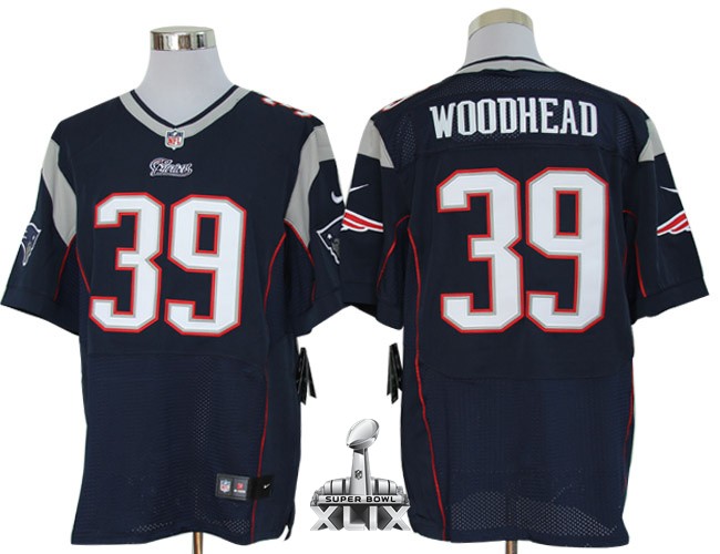 Nike Patriots 39 Woodhead Blue Elite 2015 Super Bowl XLIX Jerseys