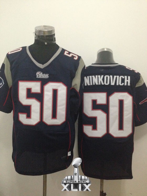 Nike Patriots 50 Ninkovich Blue Elite 2015 Super Bowl XLIX Jerseys