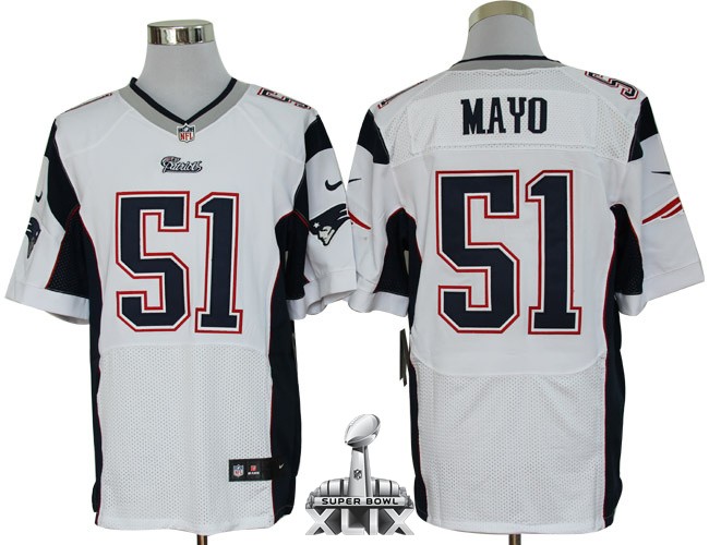 Nike Patriots 51 Mayo White Elite 2015 Super Bowl XLIX Jerseys