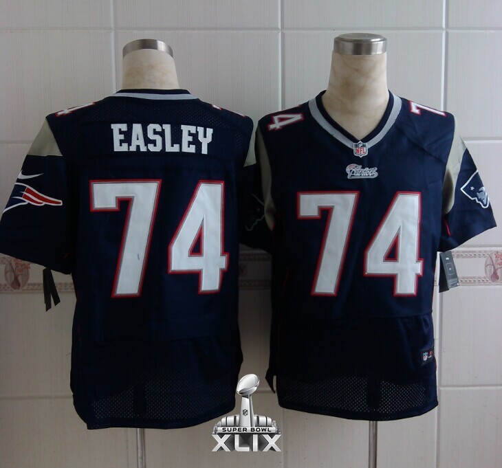 Nike Patriots 74 Easley Blue Elite 2015 Super Bowl XLIX Jerseys