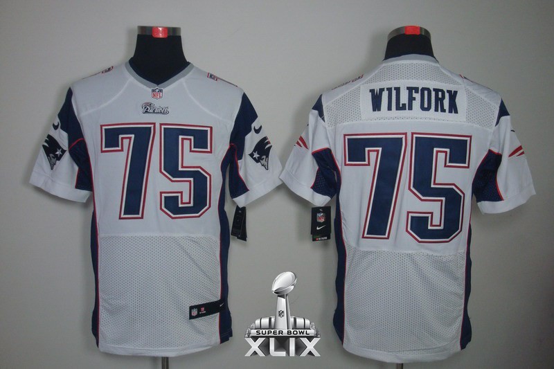 Nike Patriots 75 Vince Wilfork White Elite 2015 Super Bowl XLIX Jerseys