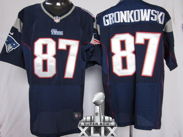 Nike Patriots 87 Gronkowski Blue Elite 2015 Super Bowl XLIX Jerseys