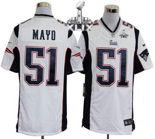 Nike Patriots 51 Mayo White Game 2015 Super Bowl XLIX Jerseys