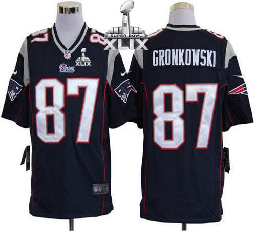 Nike Patriots 87 Gronkowski Blue Game 2015 Super Bowl XLIX Jerseys