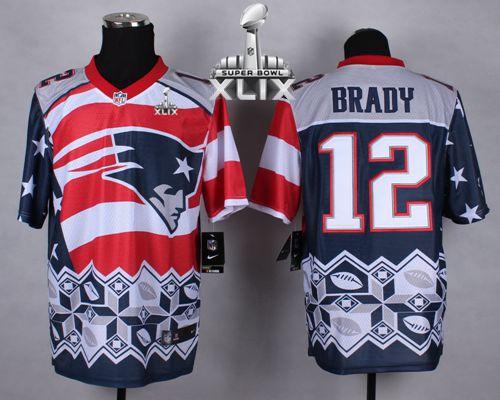 Nike Patriots 12 Brady Noble Elite 2015 Super Bowl XLIX Jerseys