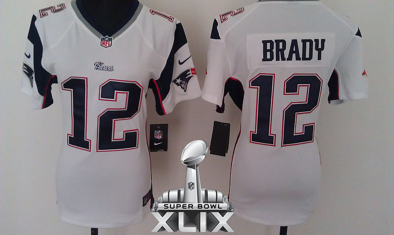Nike Patriots 12 Brady White Women Game 2015 Super Bowl XLIX Jerseys Nike Patriots 12 Brady White Women Game 2015 Super Bowl XLIX Jerseys