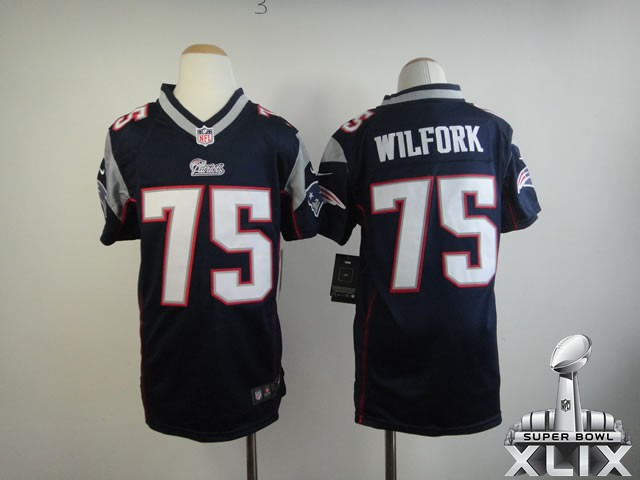 Nike Patriots 75 Wilfork Blue Game 2015 Super Bowl XLIX Youth Jerseys