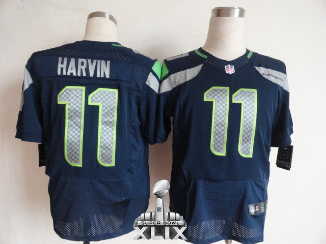 Nike Seahawks 11 Harvin Blue Elite 2015 Super Bowl XLIX Jerseys