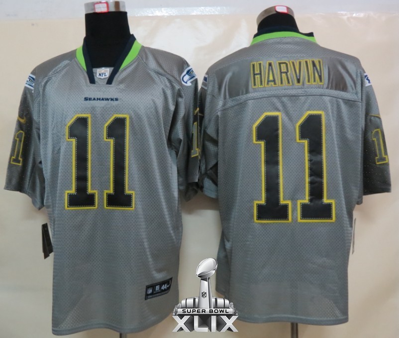 Nike Seahawks 11 Harvin Lights Out Grey Elite 2015 Super Bowl XLIX Jerseys