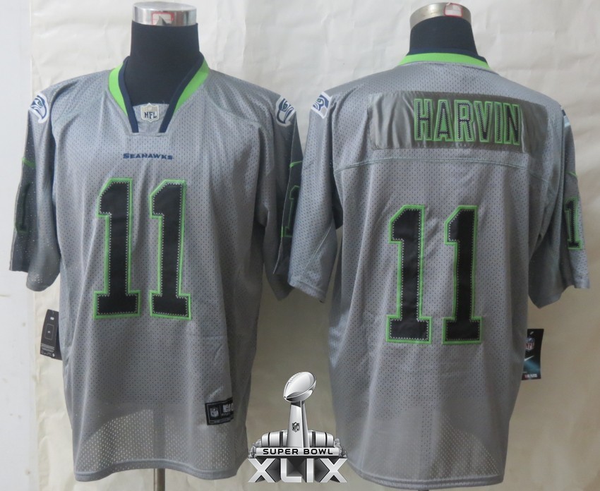 Nike Seahawks 11 Harvin New Lights Out Grey Elite 2015 Super Bowl XLIX Jerseys