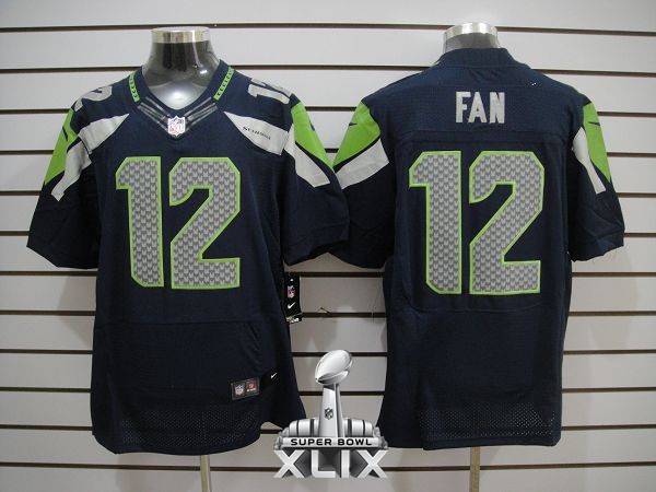 Nike Seahawks 12 Fan Blue Elite 2015 Super Bowl XLIX Jerseys